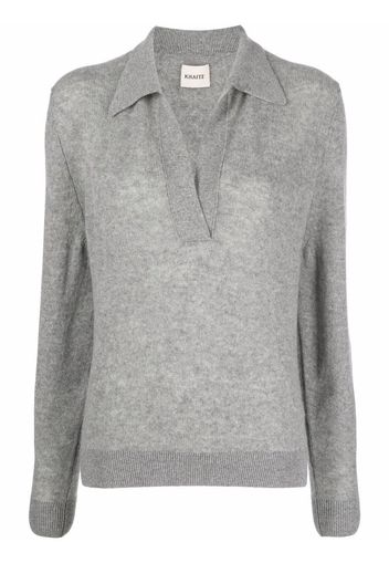 KHAITE long-sleeved knitted polo shirt - Grigio