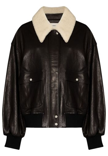 KHAITE shearling-trim collar jacket - Nero