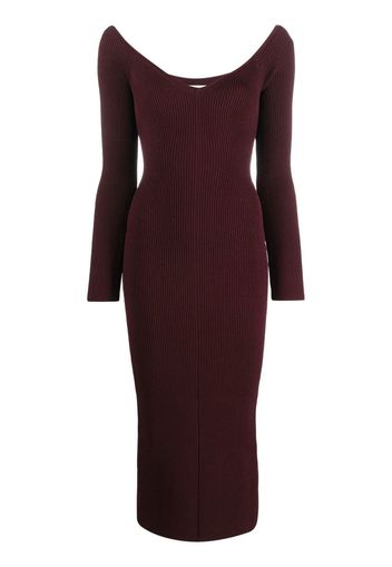 KHAITE ribbed knit midi dress - Rosso