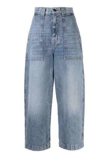 KHAITE Hewey high-waisted cropped jeans - Blu