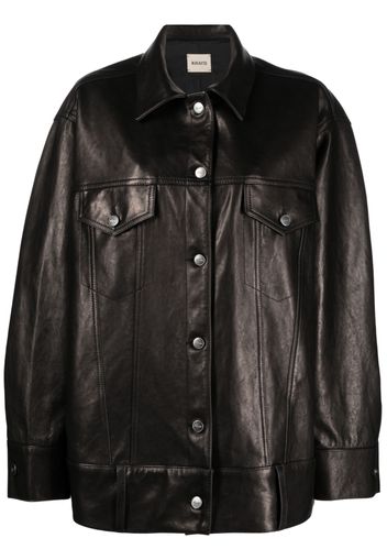 KHAITE KHAITE GRIZZO OVERSIZED BUTTON UP LEATHER JACKET BLACK - Nero