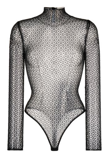 KHAITE Fena diamond-lace bodysuit - Nero