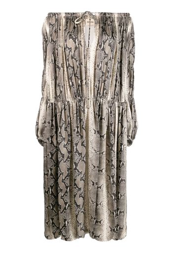 KHAITE Cole python-print off-shoulder dress - Toni neutri