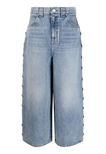 KHAITE Rapton studded cropped wide-leg jeans - Blu