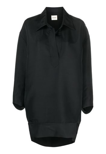 KHAITE The Kal faille mini shirtdress - Nero