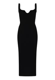 Khaite Nina sweetheart rib-knit midi dress - Nero