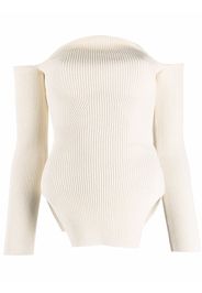 KHAITE off-shoulder scalloped jumper - Bianco