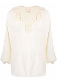 KHAITE ruffled neck blouse - Toni neutri