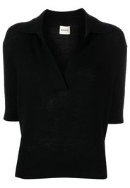 KHAITE Jo shortsleeved cashmere polo top - Nero