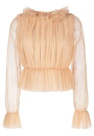 KHAITE long-sleeve tulle blouse - Toni neutri