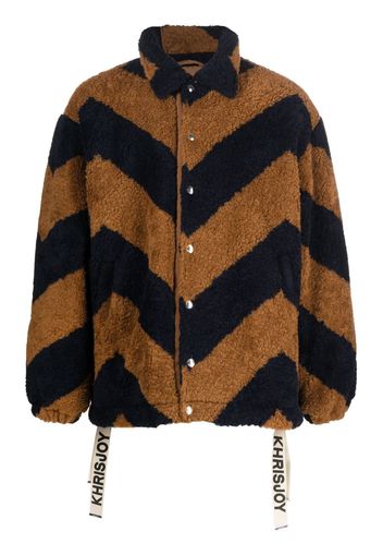 Khrisjoy chevron-print logo-tape jacket - Marrone