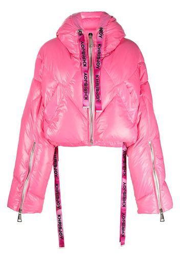 Khrisjoy logo-print drawstring down puffer jacket - Rosa