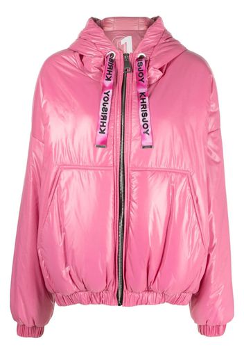 Khrisjoy high-shine hooded jacket - Rosa