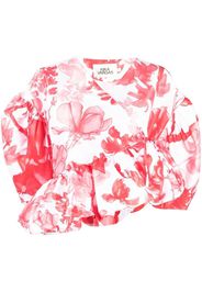 Kika Vargas puff sleeve floral-print top - Rosso