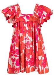 Kika Vargas floral-print ruffled mini dress - Rosso