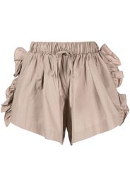 Kika Vargas ruffled drawstring shorts - Marrone