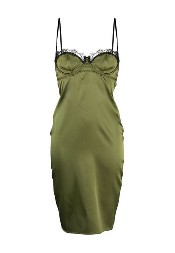Kiki de Montparnasse silk lace-trim slip dress - Verde