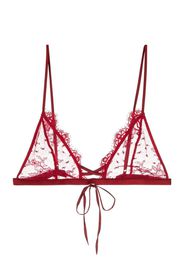 Kiki de Montparnasse floral-embroidered triangle bra - Rosso