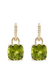 Kiki McDonough Orecchini pendenti Cushion in oro giallo 18kt con diamanti e peridoto - Verde