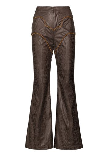 Kim Shui snakeskin-effect Western trousers - Marrone