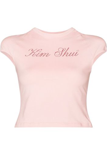 Kim Shui logo-embellished cropped T-shirt - Rosa