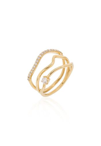 18K yellow gold Trio diamond stack ring