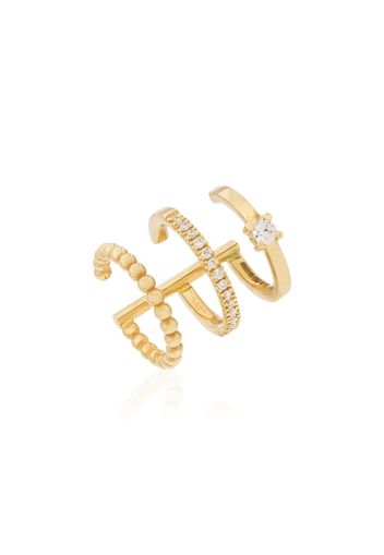 18K yellow gold Trio diamond ear cuff