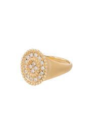 18K yellow gold pavé diamond signet ring