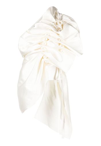 Kimhekim asymmetric gathered pearl-detail blouse - Bianco