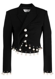 Kimhekim pearl-embellished asymmetric blazer - Nero