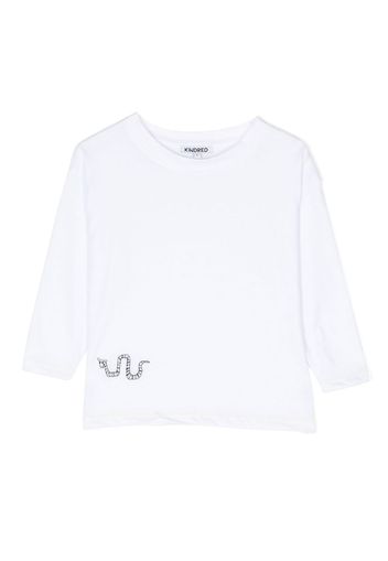 KINDRED motif-embroidered long-sleeve T-shirt - Bianco