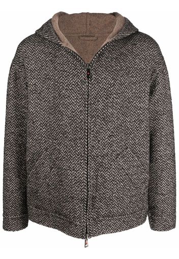 Kired chevron-knit reversible hooded jacket - Toni neutri