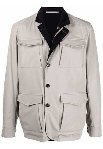 Kired multiple-pocket single-breasted jacket - Grigio