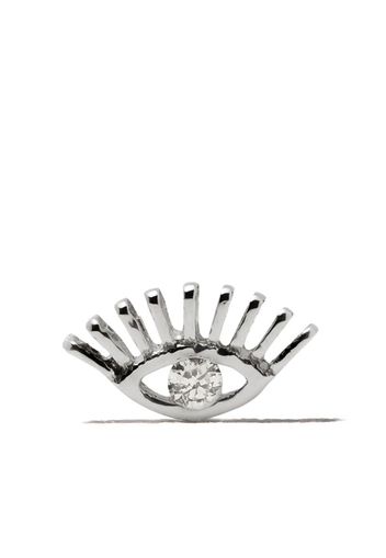 Orecchino a bottone Evil Eye in oro bianco 14kt con diamanti