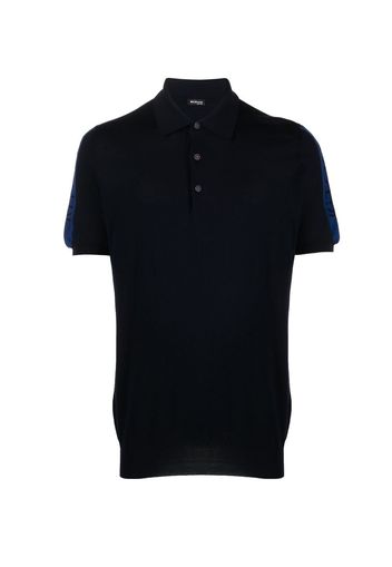 Kiton logo-tape polo shirt - Blu