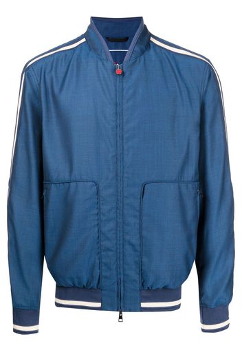 Kiton Bomber con dettaglio a righe - Blu