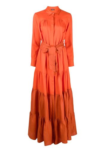 Kiton tiered maxi shirt dress - Arancione