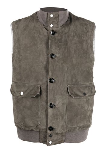 Kiton feather-down suede padded gilet - Marrone