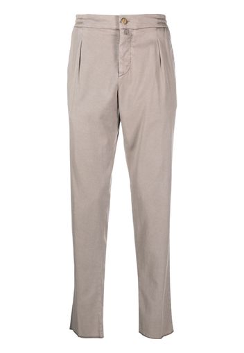 Kiton logo-patch straight-leg trousers - Marrone