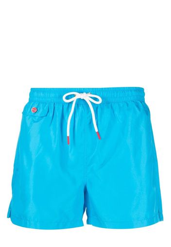 Kiton logo-embroidered swim shorts - Blu