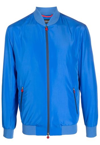 Kiton Bomber con placca logo - Blu