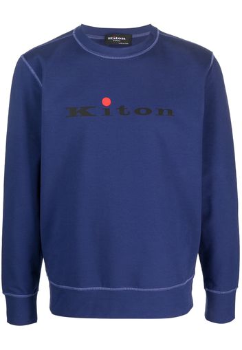 Kiton logo-print crew neck sweatshirt - Blu