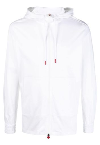 Kiton zip-up cotton drawstring hoodie - Bianco