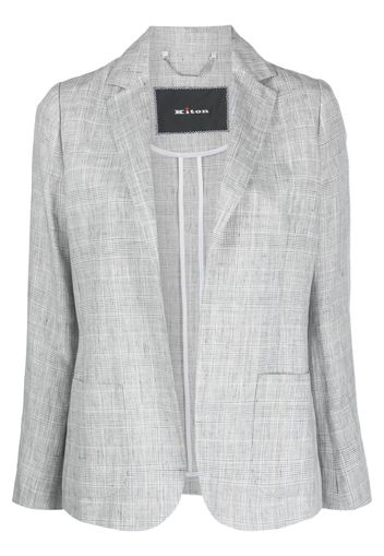 Kiton plaid-pattern open-front linen blazer - Grigio