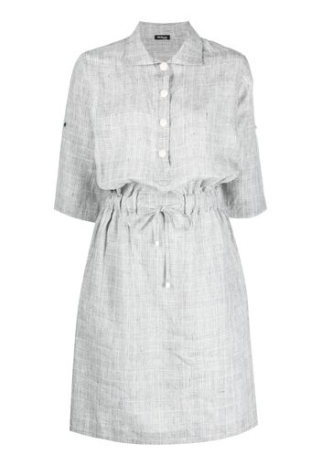 Kiton plaid-pattern drawstring linen dress - Grigio