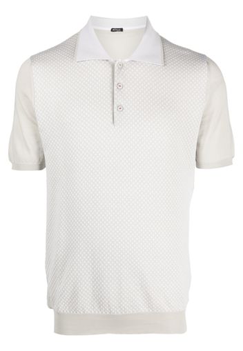 Kiton diamond-pattern cotton polo shirt - Toni neutri