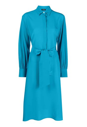 Kiton pussy-bow silk midi dress - Blu