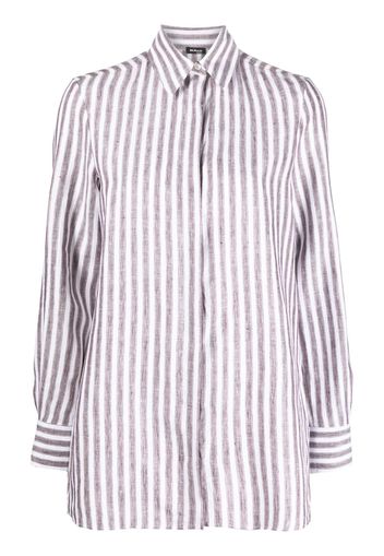 Kiton vertical-stripe long-sleeve shirt - Bianco