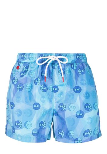 Kiton graphic-print swim shorts - Blu