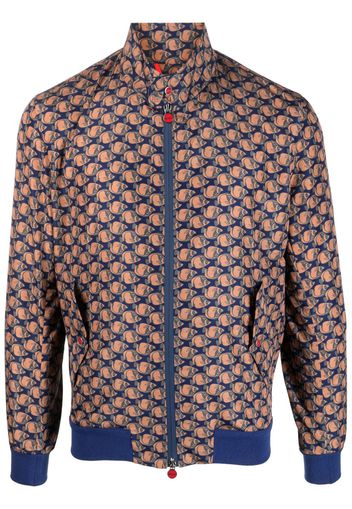 Kiton fish-print zip-up jacket - Blu